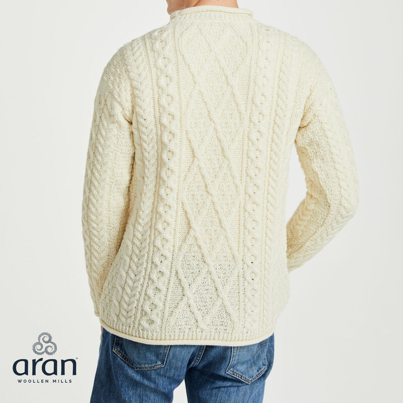 Unisex Roll Neck Aran Crew